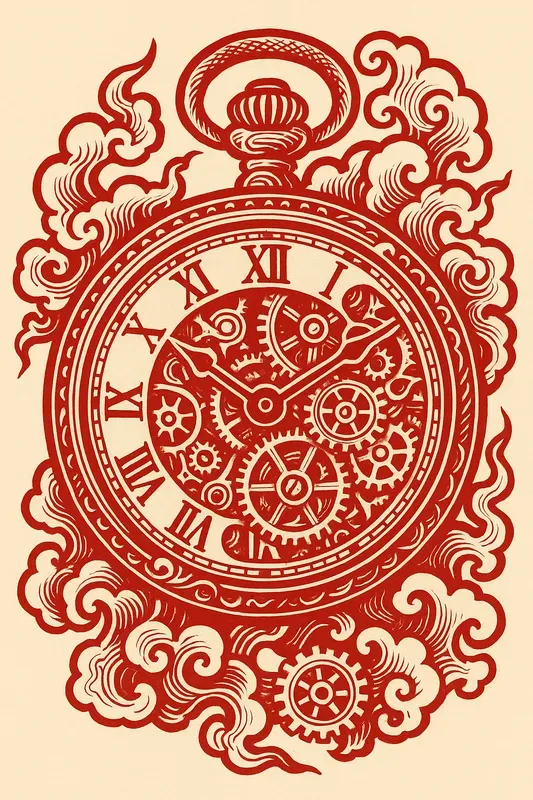 Red Maximalist Paper Cut Tattoo Art