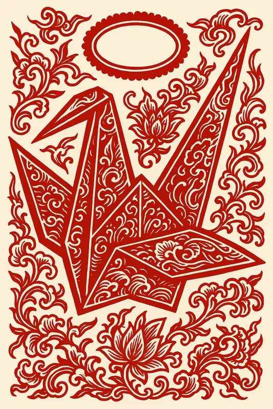 Red Maximalist Paper Cut Tattoo Art