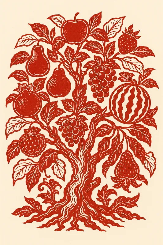 Red Maximalist Paper Cut Tattoo Art