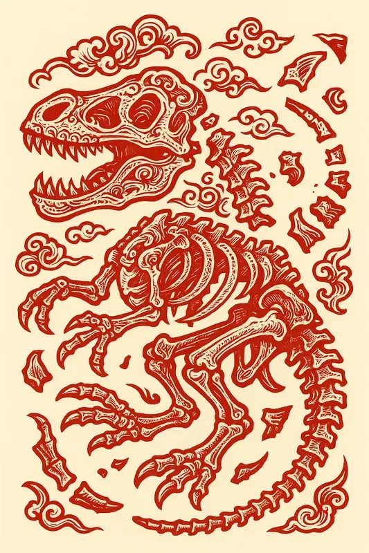 Red Maximalist Paper Cut Tattoo Art
