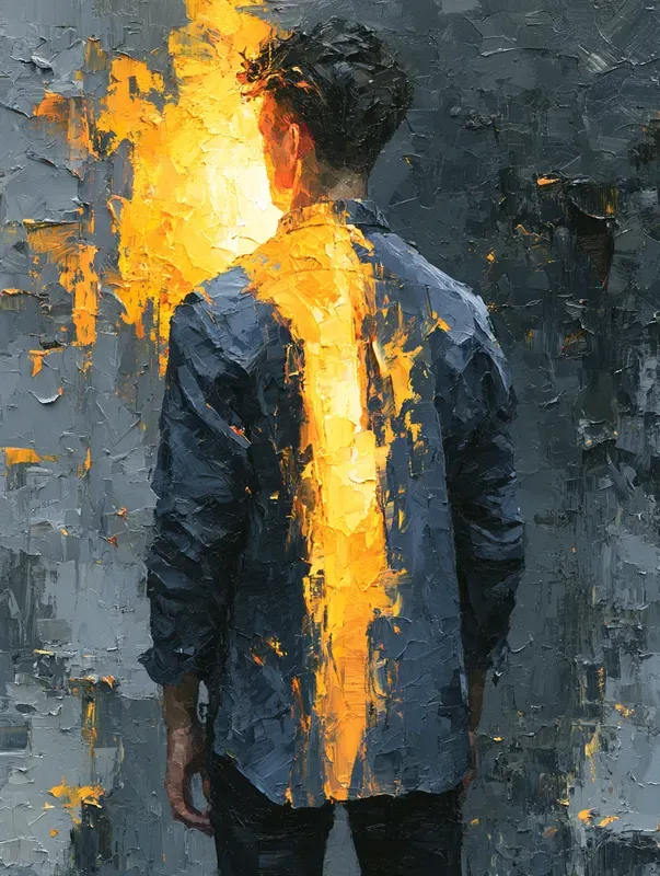 Dramatic Amber Impasto Art