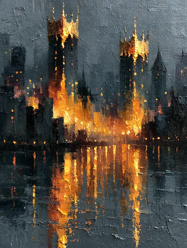 Dramatic Amber Impasto Art