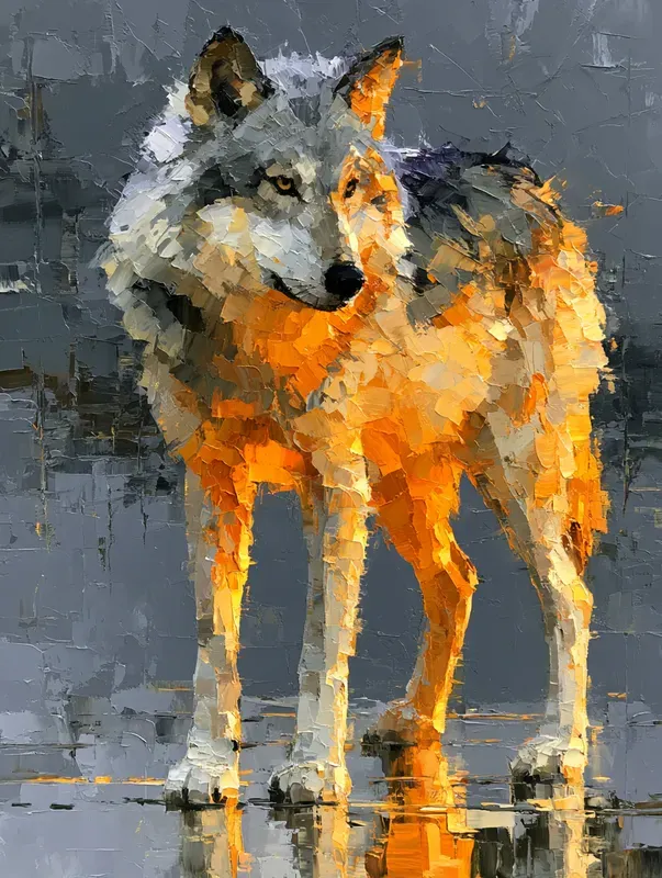 Dramatic Amber Impasto Art