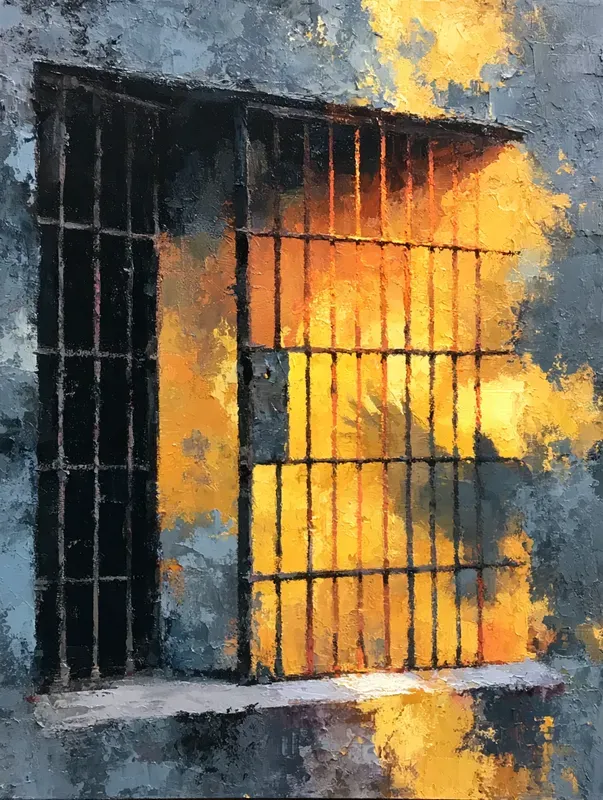Dramatic Amber Impasto Art