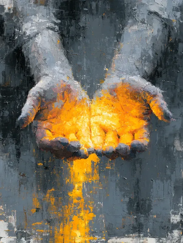Dramatic Amber Impasto Art