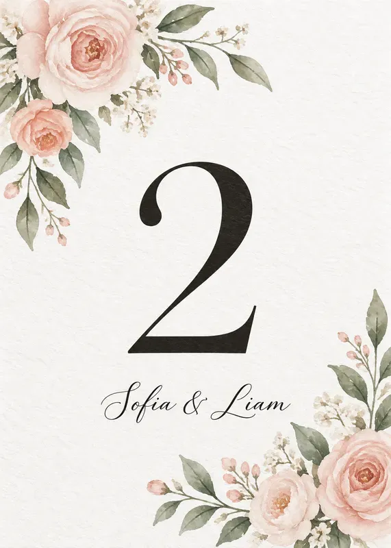 Wedding Table Number Cards