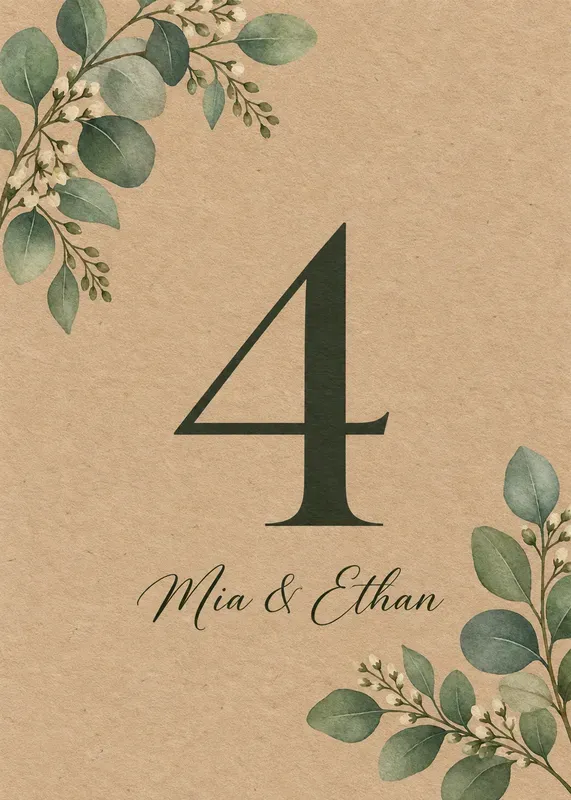 Wedding Table Number Cards