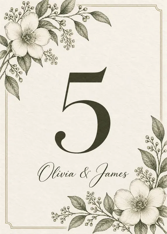 Wedding Table Number Cards