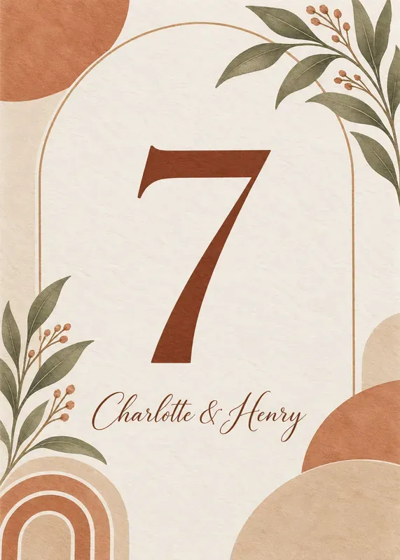 Wedding Table Number Cards