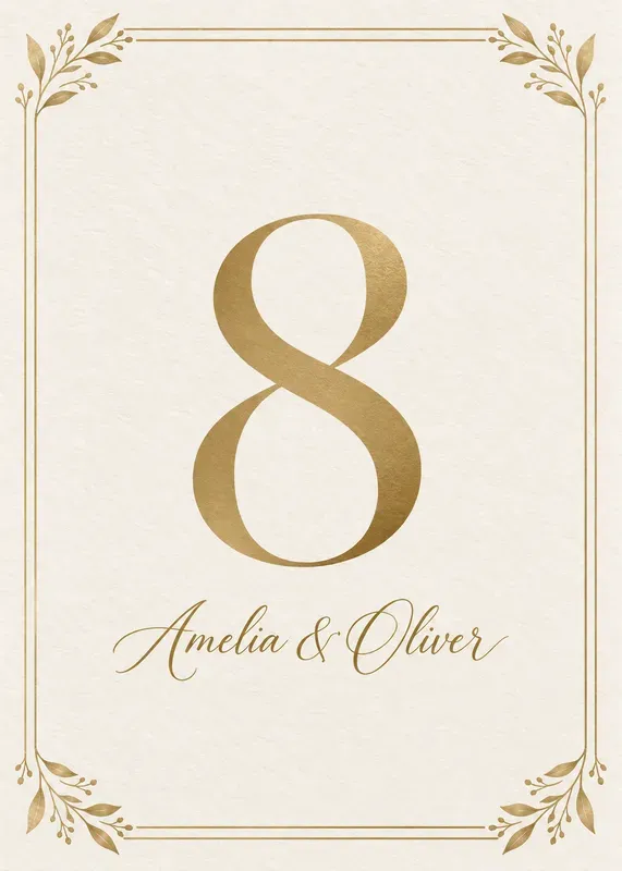 Wedding Table Number Cards