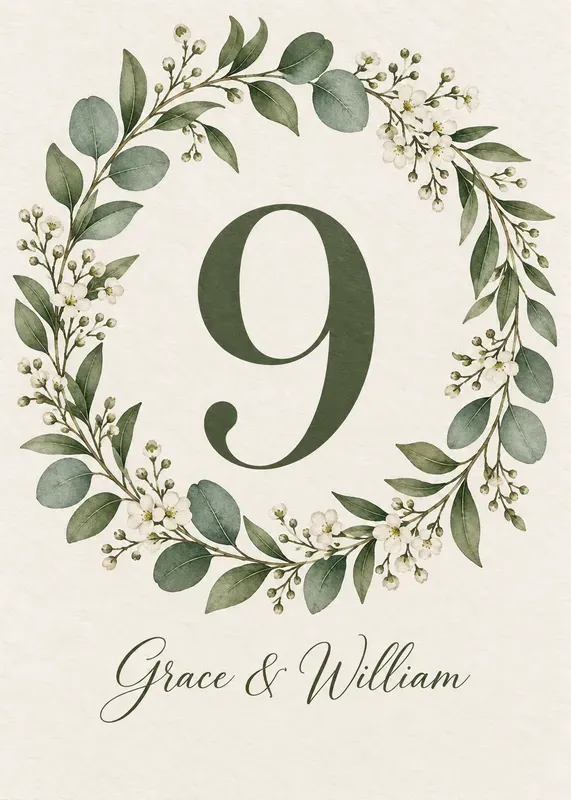 Wedding Table Number Cards
