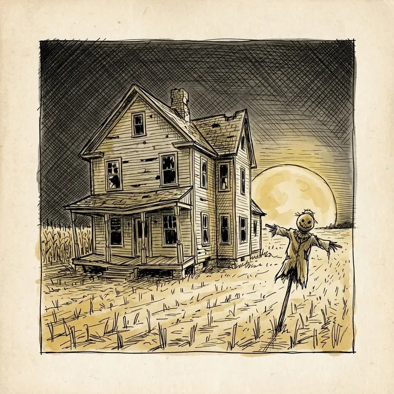 Spooky Haunted House Ink Sketches