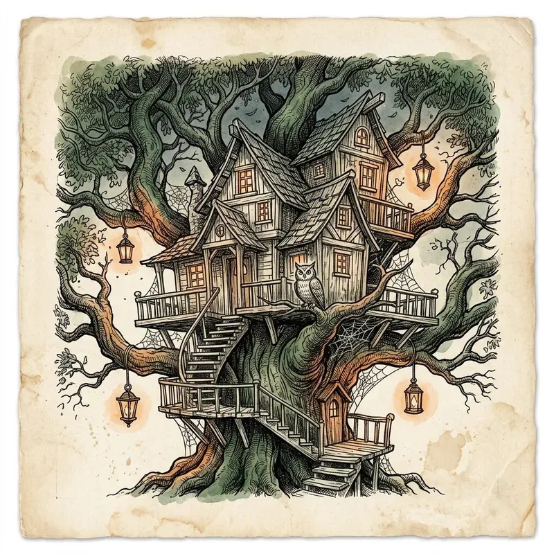 Spooky Haunted House Ink Sketches