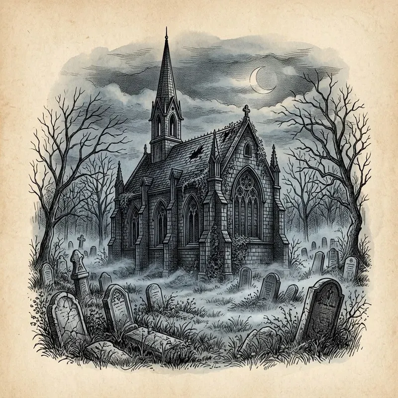 Spooky Haunted House Ink Sketches