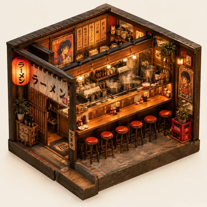 3D Isometric Cozy Micro Room Dioramas
