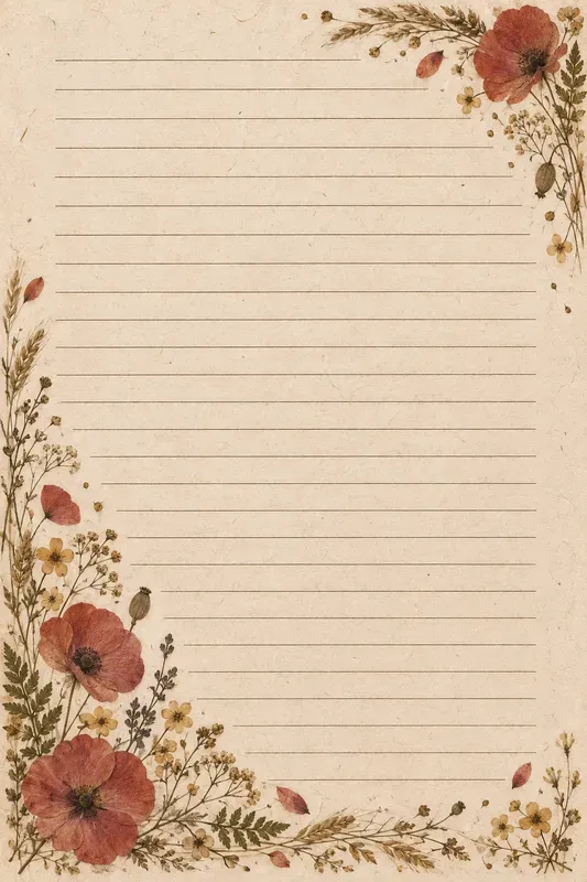 Pressed Wildflower Lined Papers