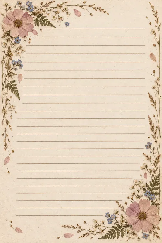 Pressed Wildflower Lined Papers