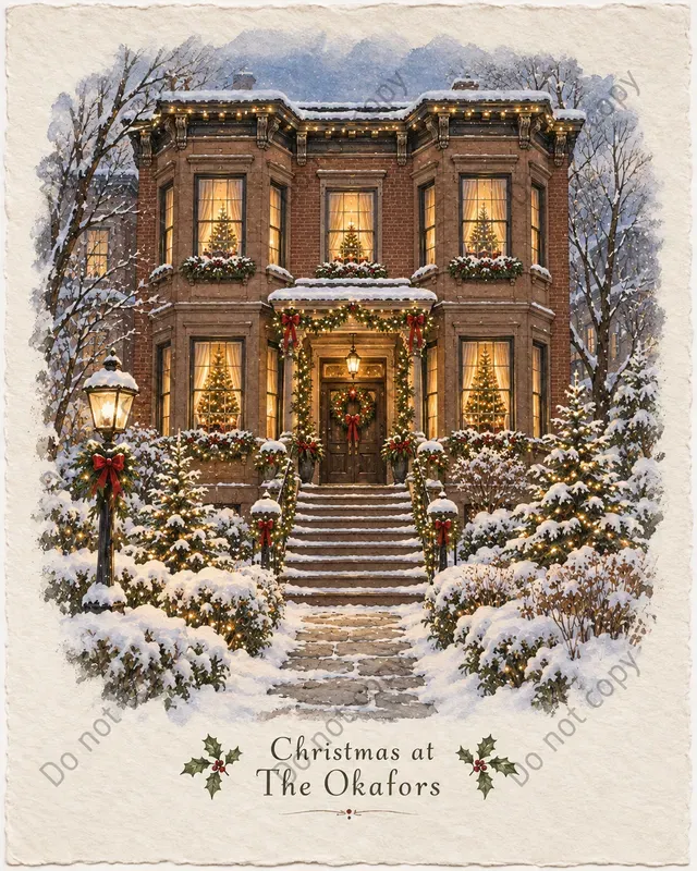 Christmas House Portrait Art Prints