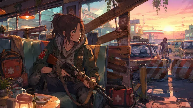 Lofi Anime Zombie Survival Scenes