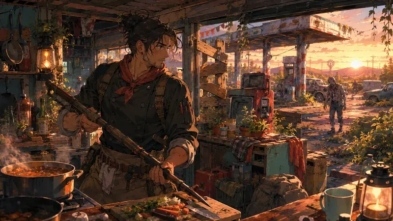 Lofi Anime Zombie Survival Scenes
