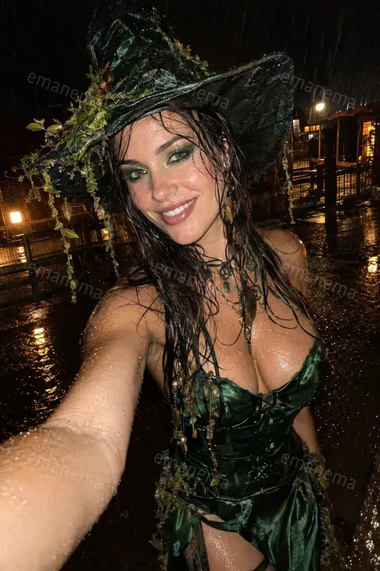 Spontaneous Halloween Rain Selfie Girls