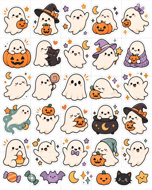 Kawaii Ghost Sticker Sheets