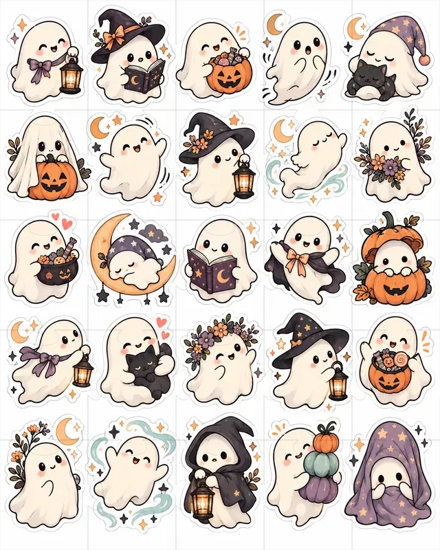 Kawaii Ghost Sticker Sheets