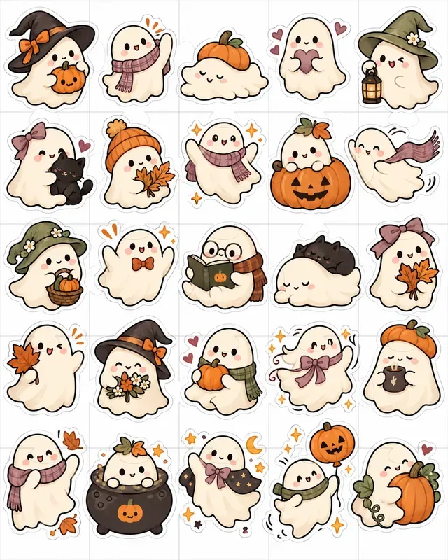 Kawaii Ghost Sticker Sheets