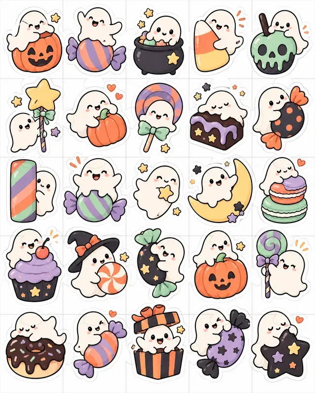 Kawaii Ghost Sticker Sheets