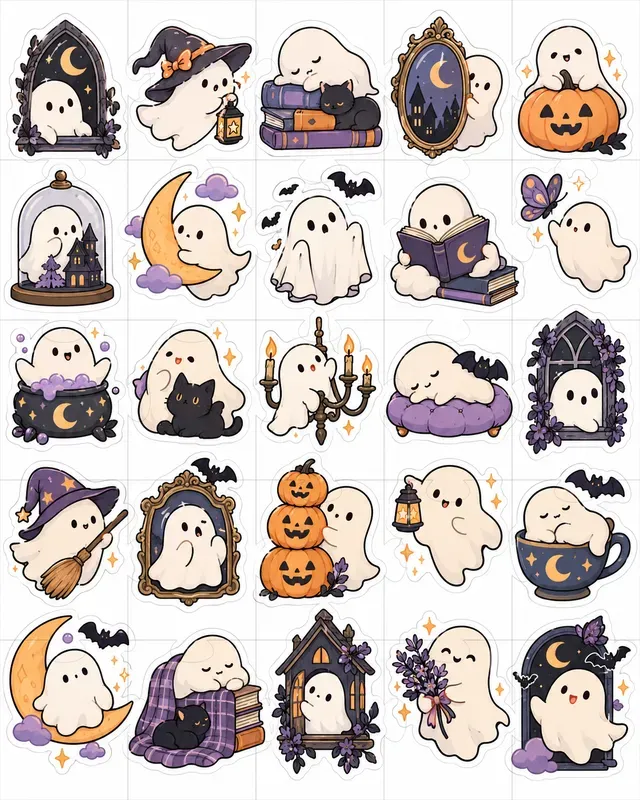 Kawaii Ghost Sticker Sheets