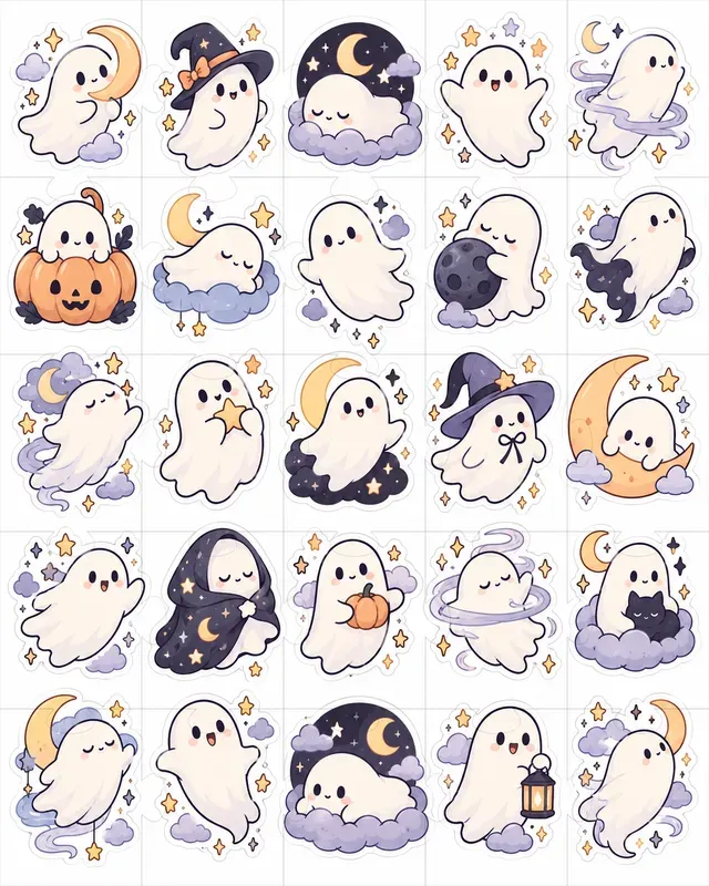 Kawaii Ghost Sticker Sheets