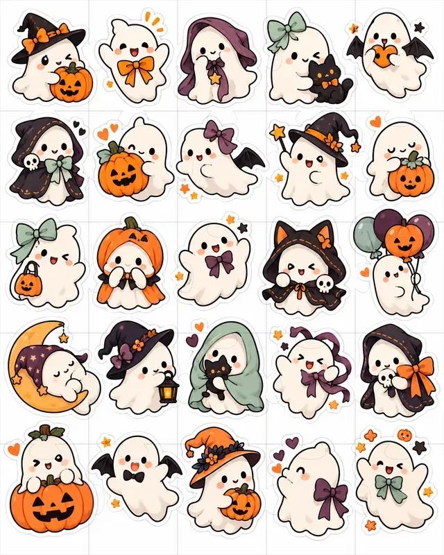 Kawaii Ghost Sticker Sheets