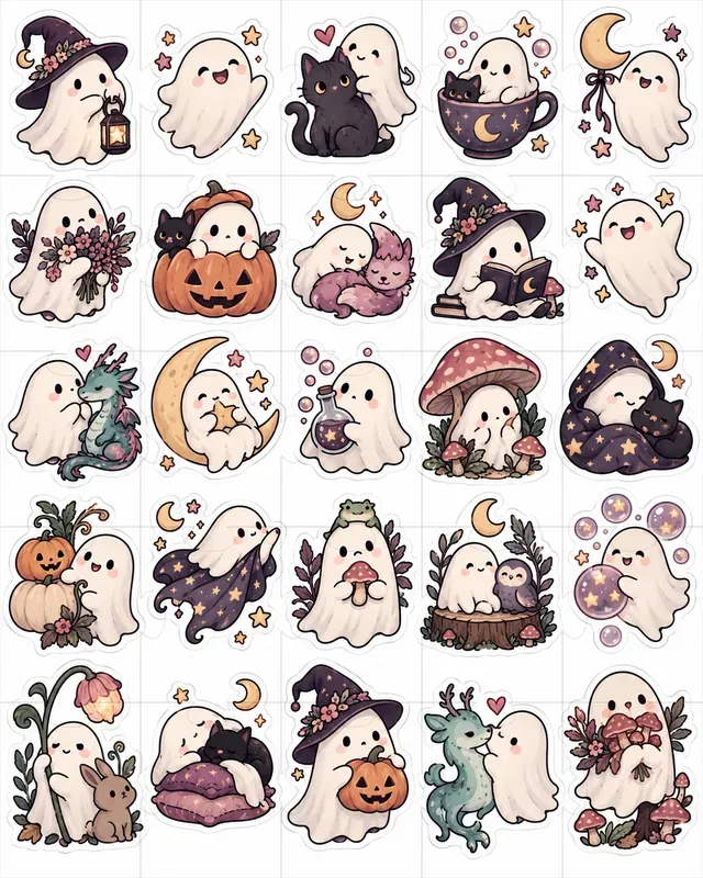 Kawaii Ghost Sticker Sheets