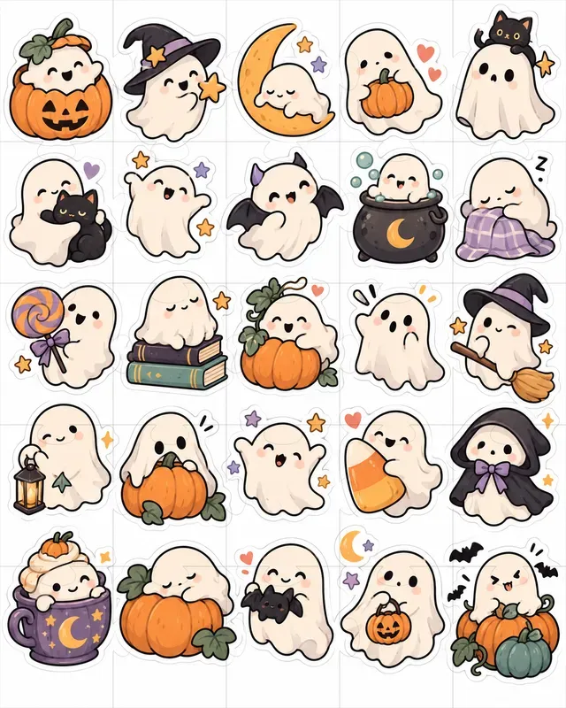 Kawaii Ghost Sticker Sheets
