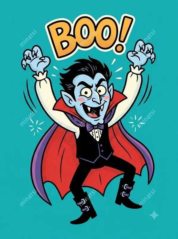 Retro Halloween Cartoon Cliparts