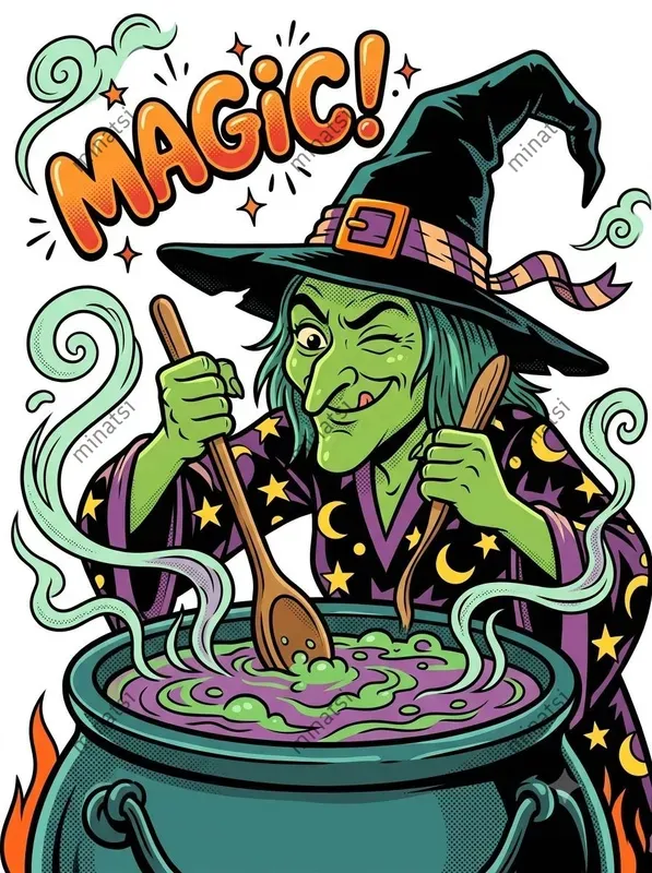Retro Halloween Cartoon Cliparts