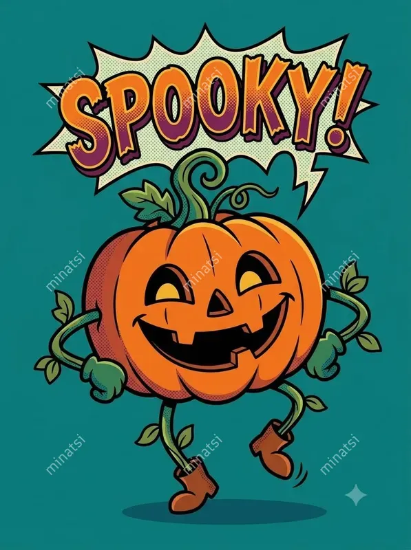 Retro Halloween Cartoon Cliparts