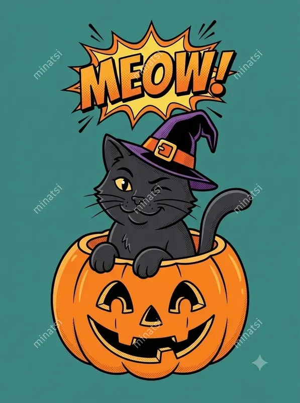 Retro Halloween Cartoon Cliparts