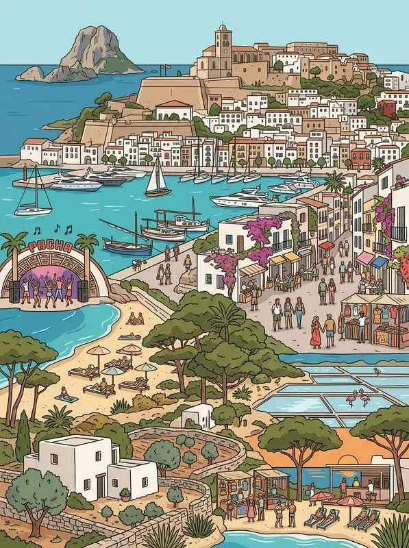 Flat Editorial Vector Travel Posters