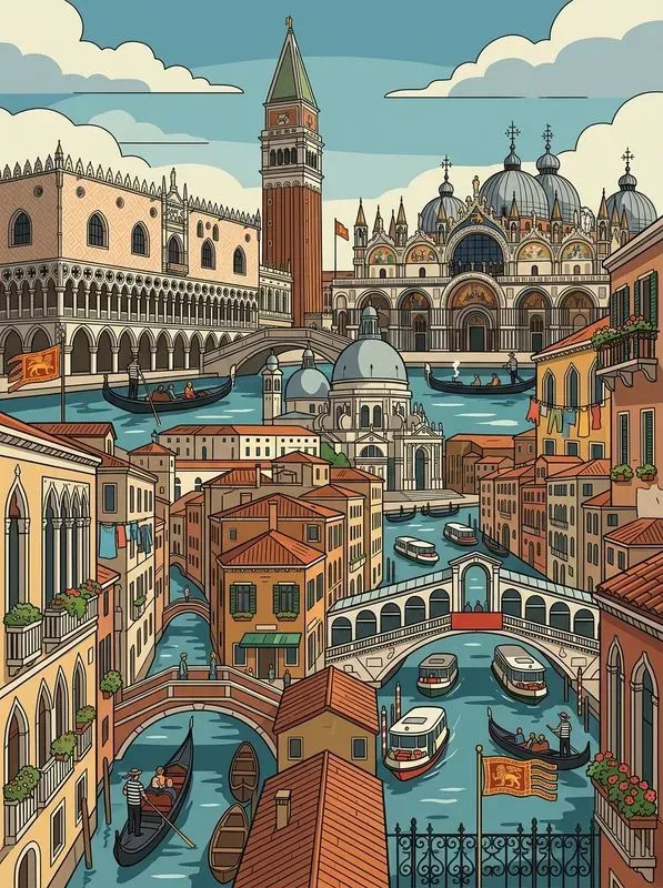 Flat Editorial Vector Travel Posters
