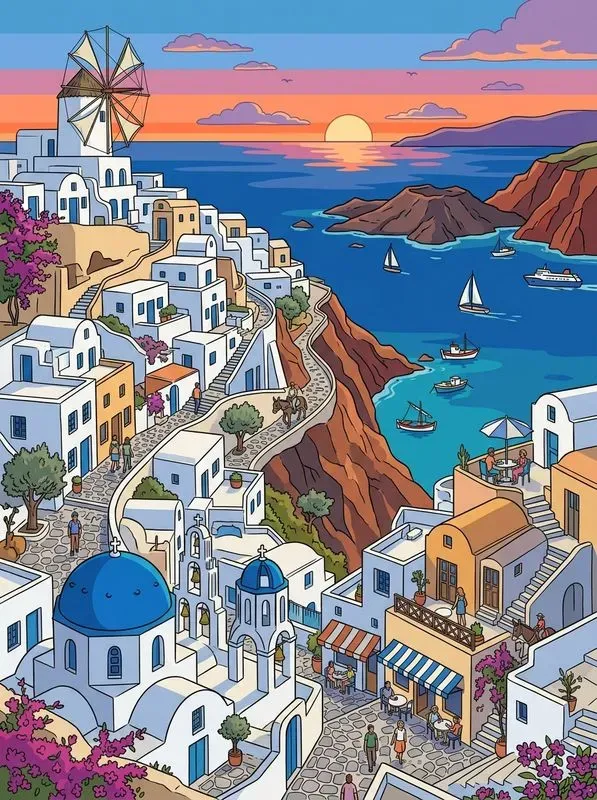 Flat Editorial Vector Travel Posters