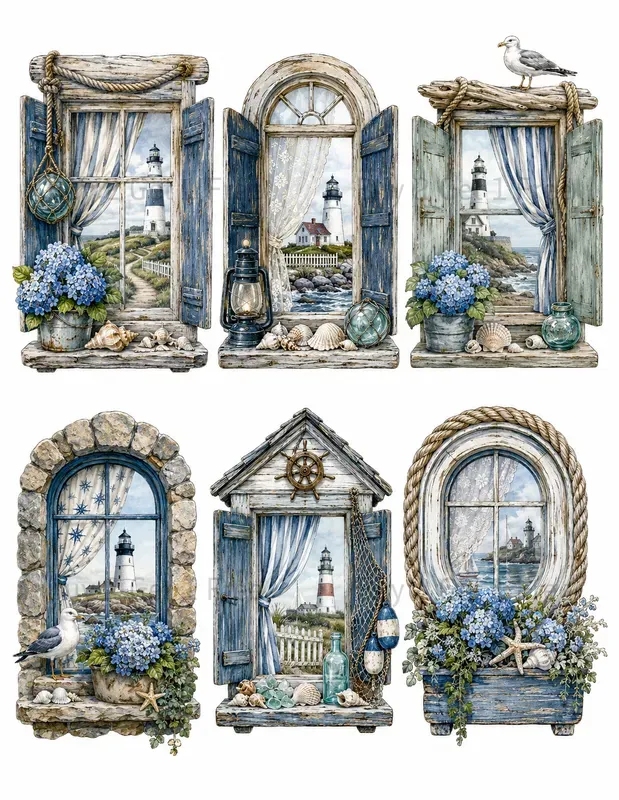 Cottage Window Fussy Cut Ephemera
