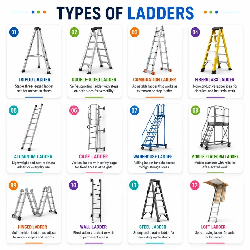 Types Of Ladders Infographic Sets