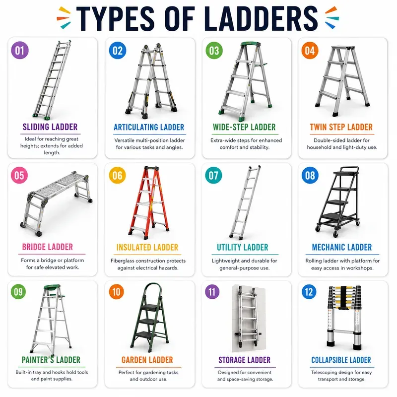 Types Of Ladders Infographic Sets