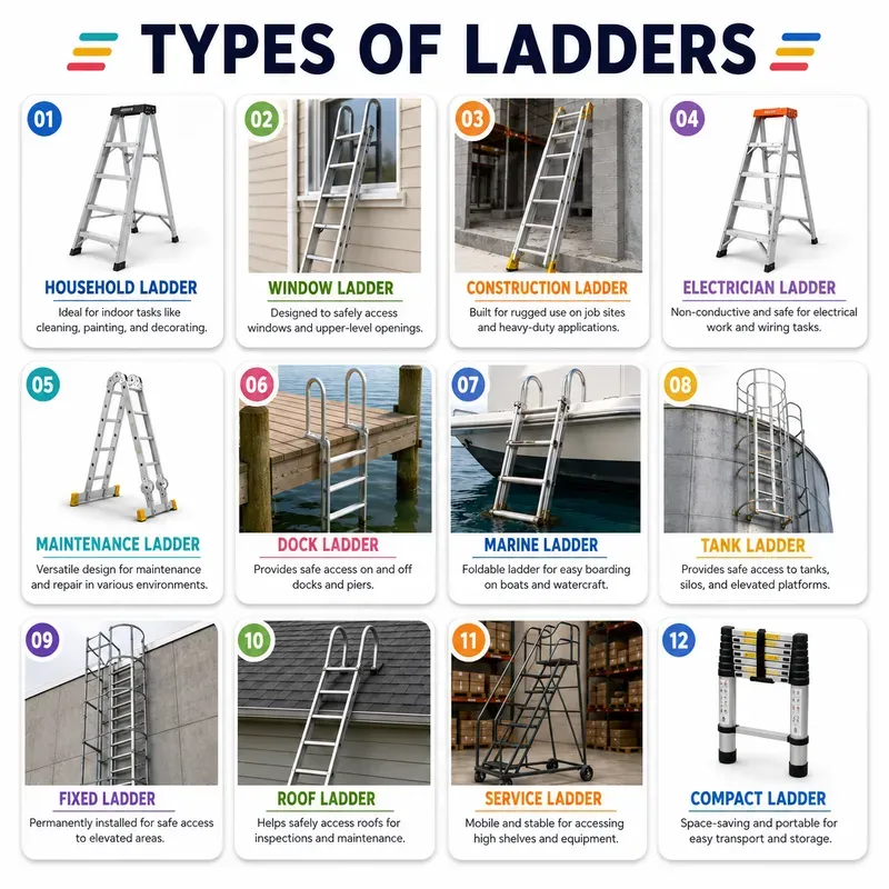 Types Of Ladders Infographic Sets