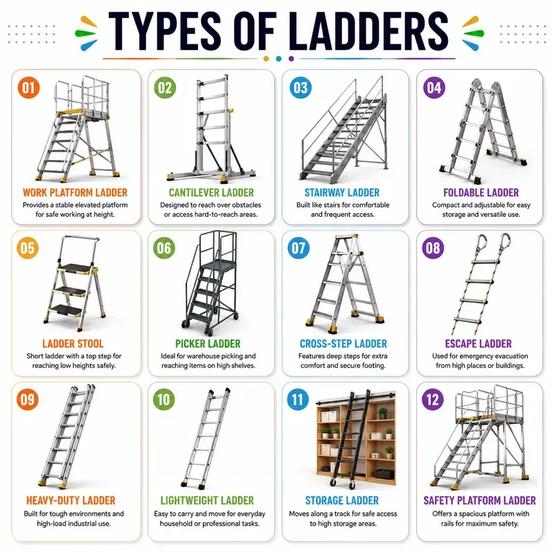 Types Of Ladders Infographic Sets