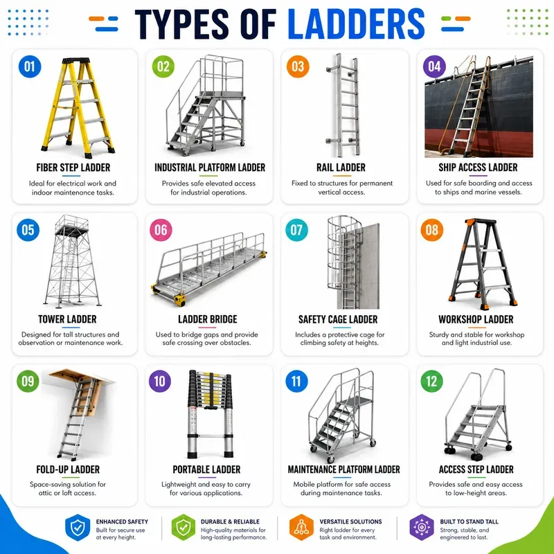 Types Of Ladders Infographic Sets