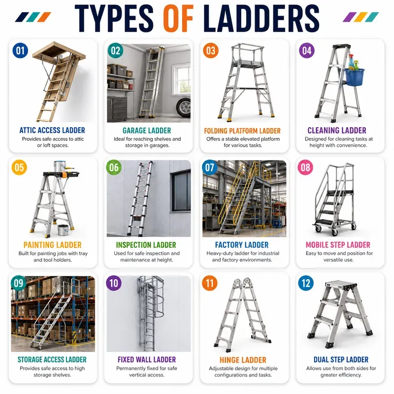 Types Of Ladders Infographic Sets