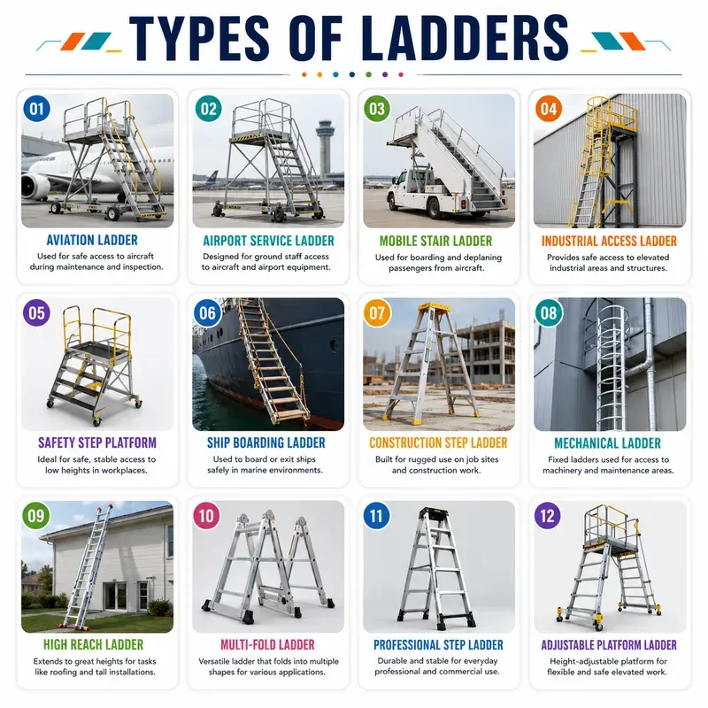 Types Of Ladders Infographic Sets