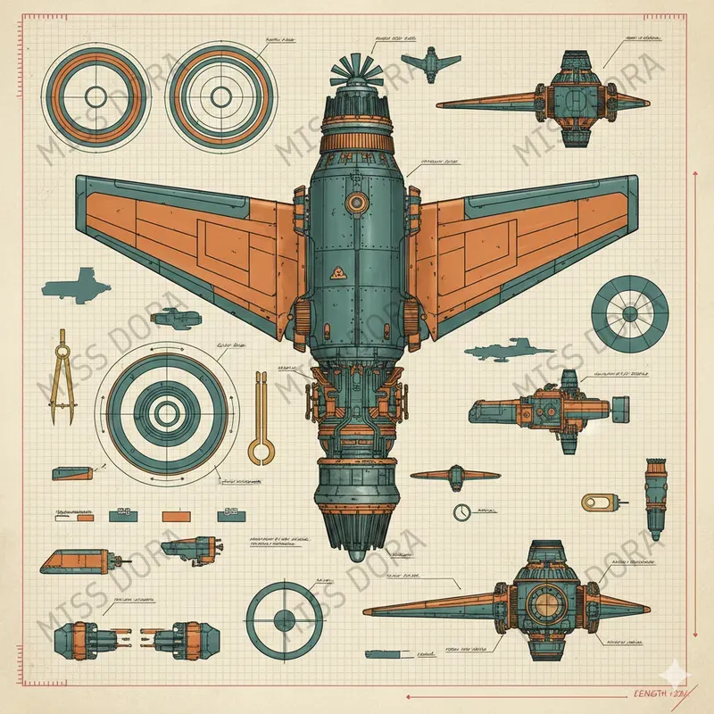Technical Blueprint Concept Art